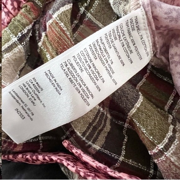 Anthropologie Plaid Floral Waistband Wide Leg Pants Pink/Brown Size 10 Cotton - Picture 10 of 10